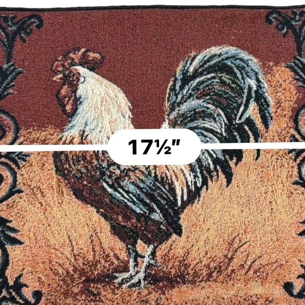 Vtg Farmhouse Rooster Woven Tapestry Place Mat Rustic Kitchen Decor 17.5x12.5